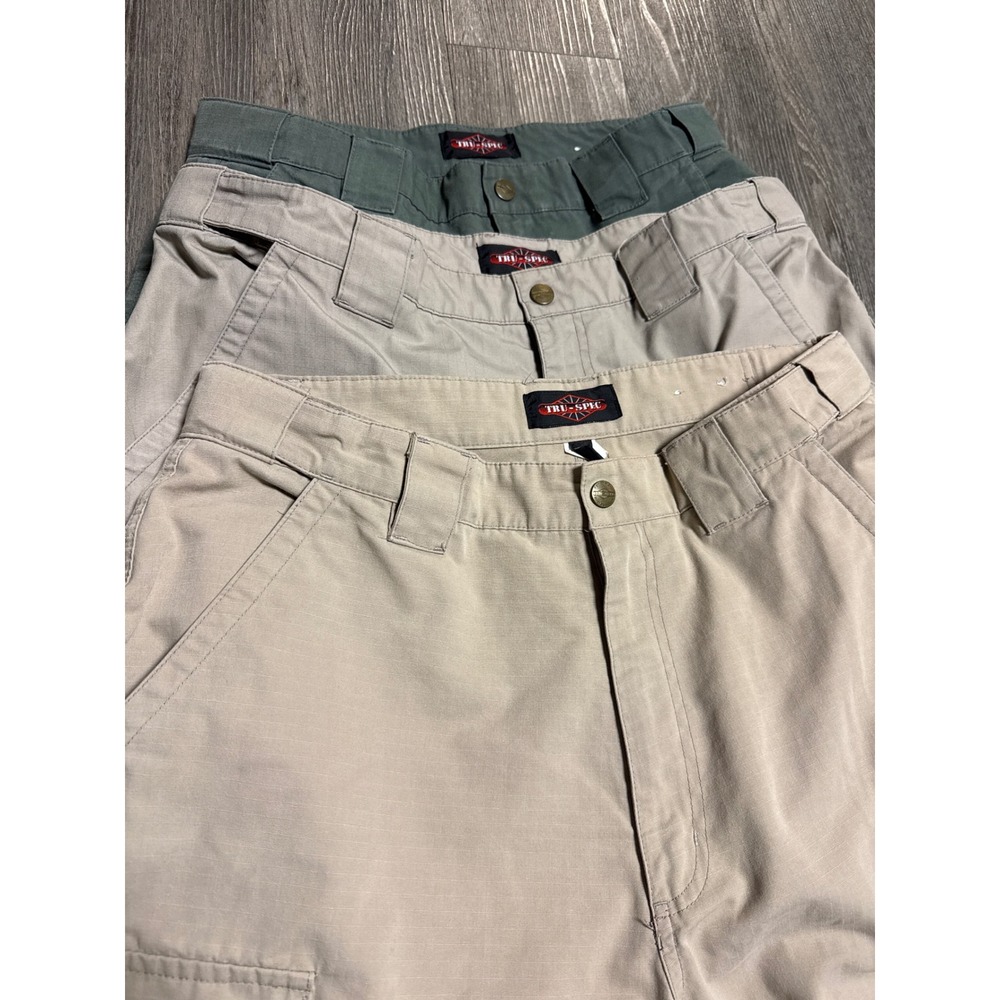 Lot of 3 Tru-Spec 24-7 Tactical Pants Mens 34x30 Khaki Olive Ripstop Cargo